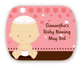 Jewish Baby Girl - Personalized Baby Shower Rounded Corner Stickers