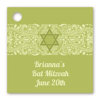 Jewish Star of David Sage Green - Personalized Bar / Bat Mitzvah Card Stock Favor Tags