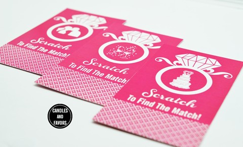  Engagement Ring Dark Pink - Bridal Shower Scratch Off Tickets 