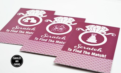  Engagement Ring Maroon - Bridal Shower Scratch Off Tickets 