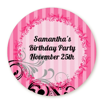  Juicy Couture Inspired - Round Personalized Birthday Party Sticker Labels 