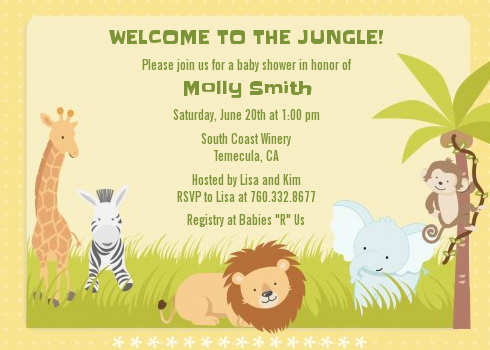  Jungle Safari Party - Baby Shower Invitations Light Beige