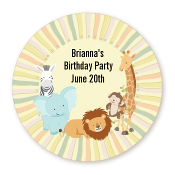  Jungle Safari Party - Round Personalized Birthday Party Sticker Labels 