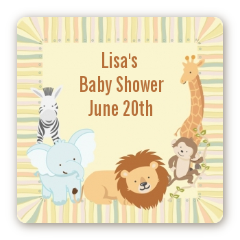 Jungle Safari Party - Square Personalized Baby Shower Sticker Labels