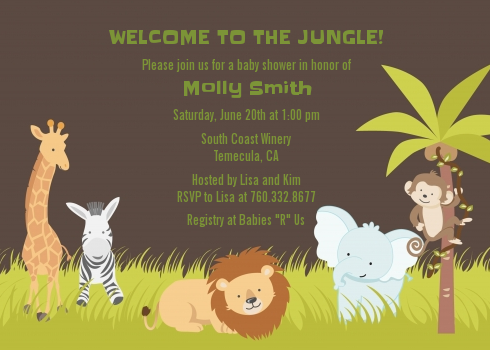  Jungle Safari Party - Baby Shower Invitations Light Beige
