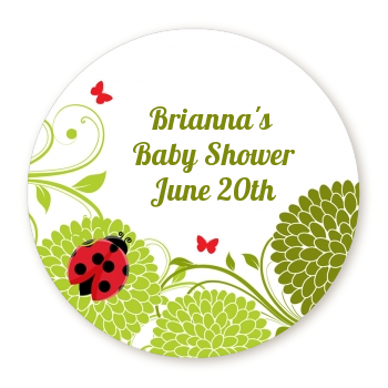  Ladybug - Round Personalized Baby Shower Sticker Labels 