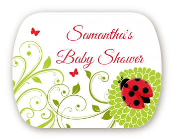 Ladybug - Personalized Baby Shower Rounded Corner Stickers
