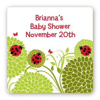 Ladybug - Square Personalized Baby Shower Sticker Labels