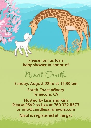 Lamb & Giraffe - Baby Shower Invitations