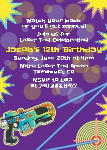 Laser Tag - Birthday Party Invitations