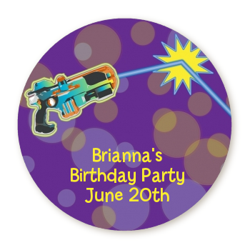  Laser Tag - Round Personalized Birthday Party Sticker Labels 