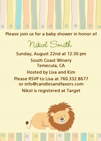 Lion - Baby Shower Invitations