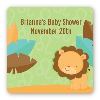 Lion | Leo Horoscope - Square Personalized Baby Shower Sticker Labels