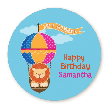  Lion - Round Personalized Birthday Party Sticker Labels 