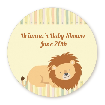  Lion - Round Personalized Baby Shower Sticker Labels 