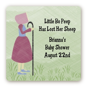 Nursery Rhyme - Little Bo Peep - Square Personalized Baby Shower Sticker Labels