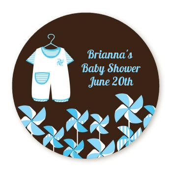  Little Boy Outfit - Round Personalized Baby Shower Sticker Labels 