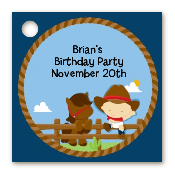 Little Cowboy - Personalized Birthday Party Card Stock Favor Tags