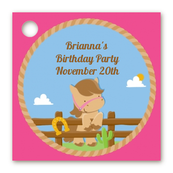 Little Cowgirl Horse - Personalized Birthday Party Card Stock Favor Tags