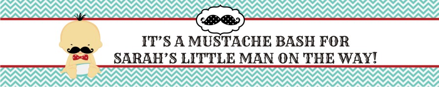  Little Man Mustache - Personalized Baby Shower Banners Caucasian