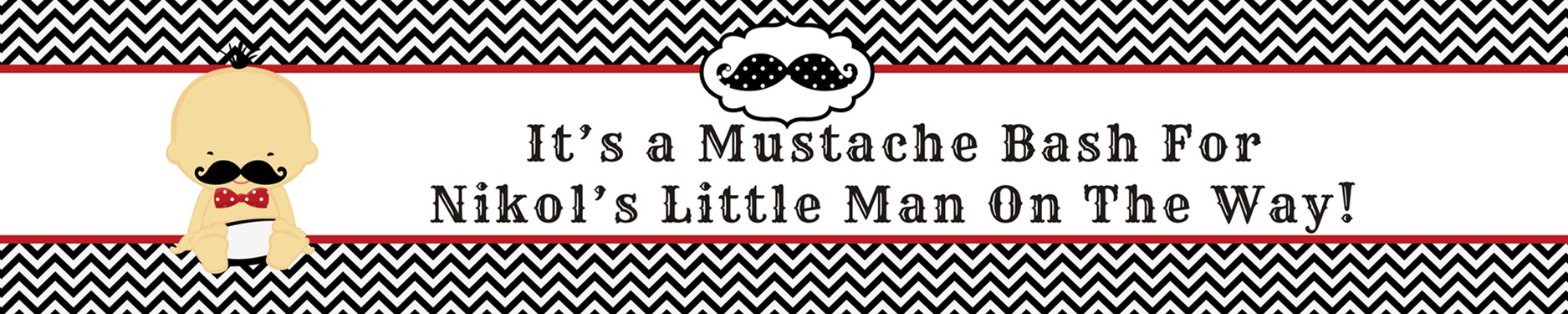  Little Man Mustache Black/Grey - Personalized Baby Shower Banners Caucasian