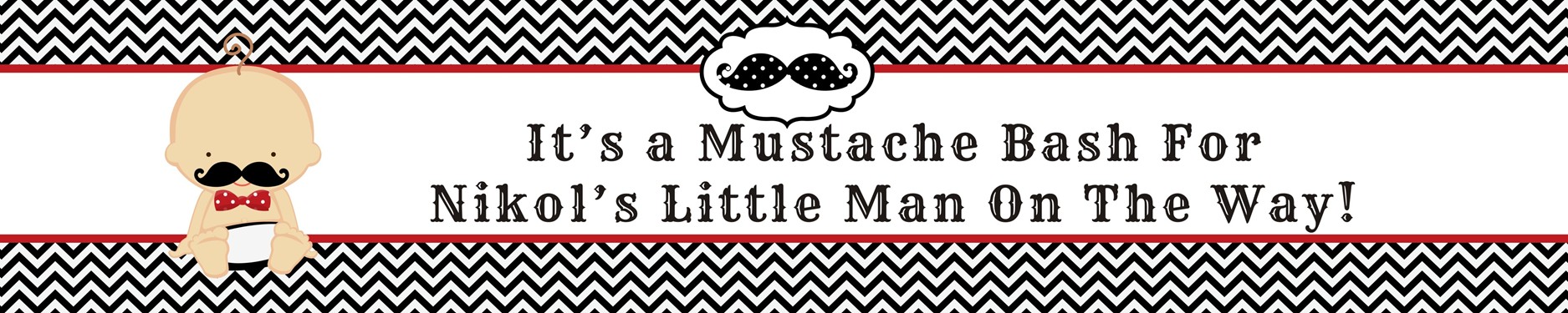  Little Man Mustache Black/Grey - Personalized Baby Shower Banners Caucasian