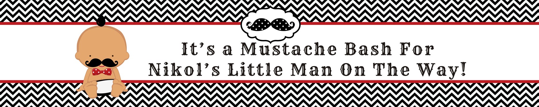 Little Man Mustache Black/Grey - Personalized Baby Shower Banners Caucasian