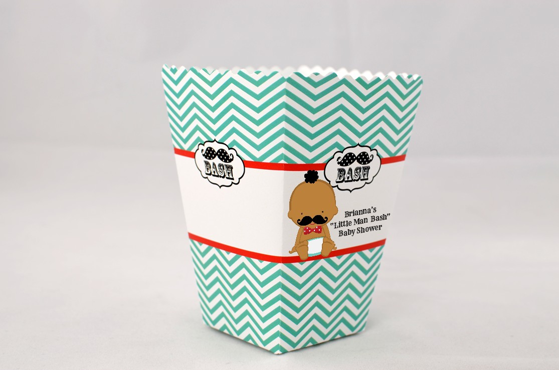  Little Man Mustache - Personalized Baby Shower Popcorn Boxes Caucasian