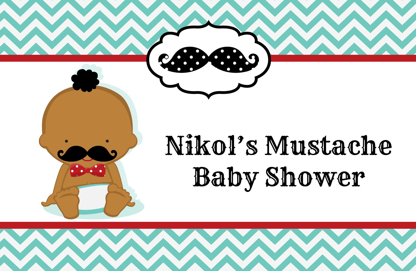  Little Man Mustache - Personalized Baby Shower Placemats Caucasian