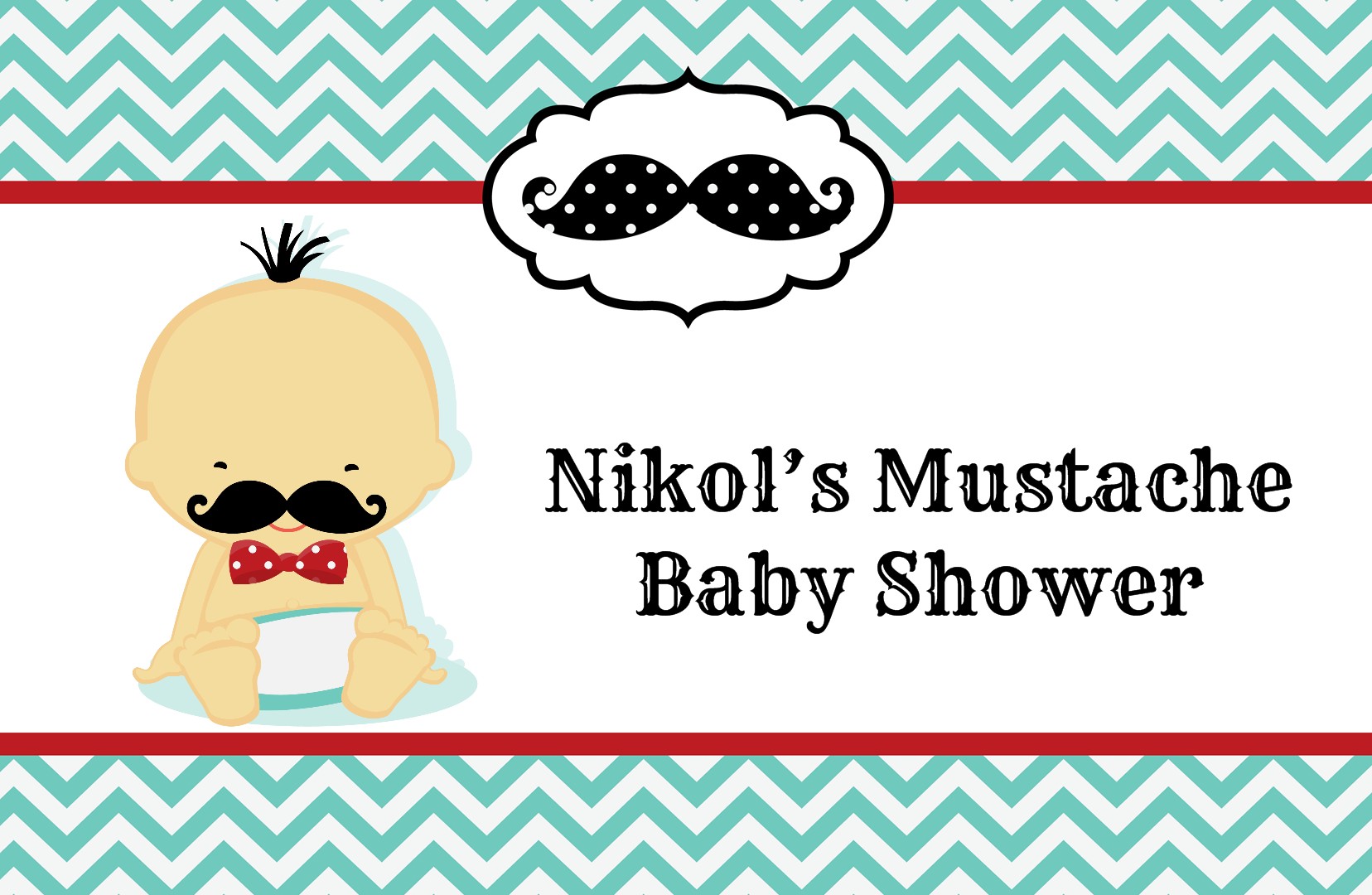  Little Man Mustache - Personalized Baby Shower Placemats Caucasian