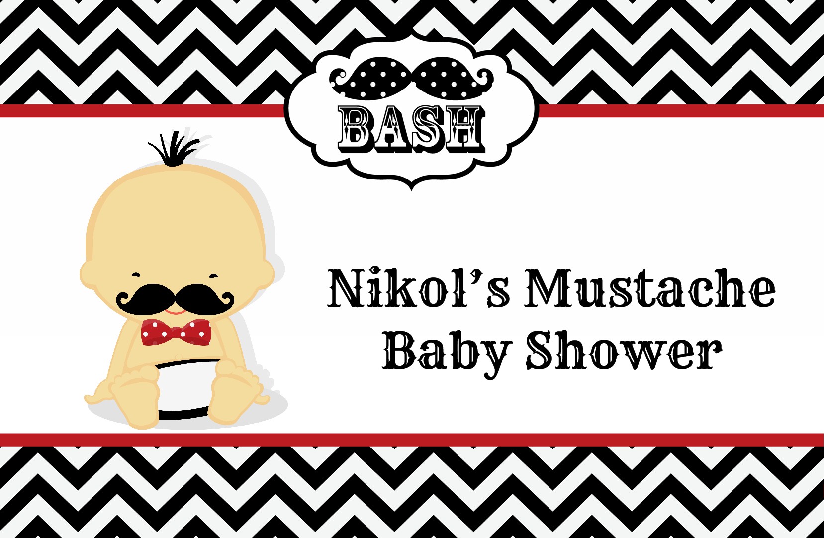  Little Man Mustache Black/Grey - Personalized Baby Shower Placemats Caucasian