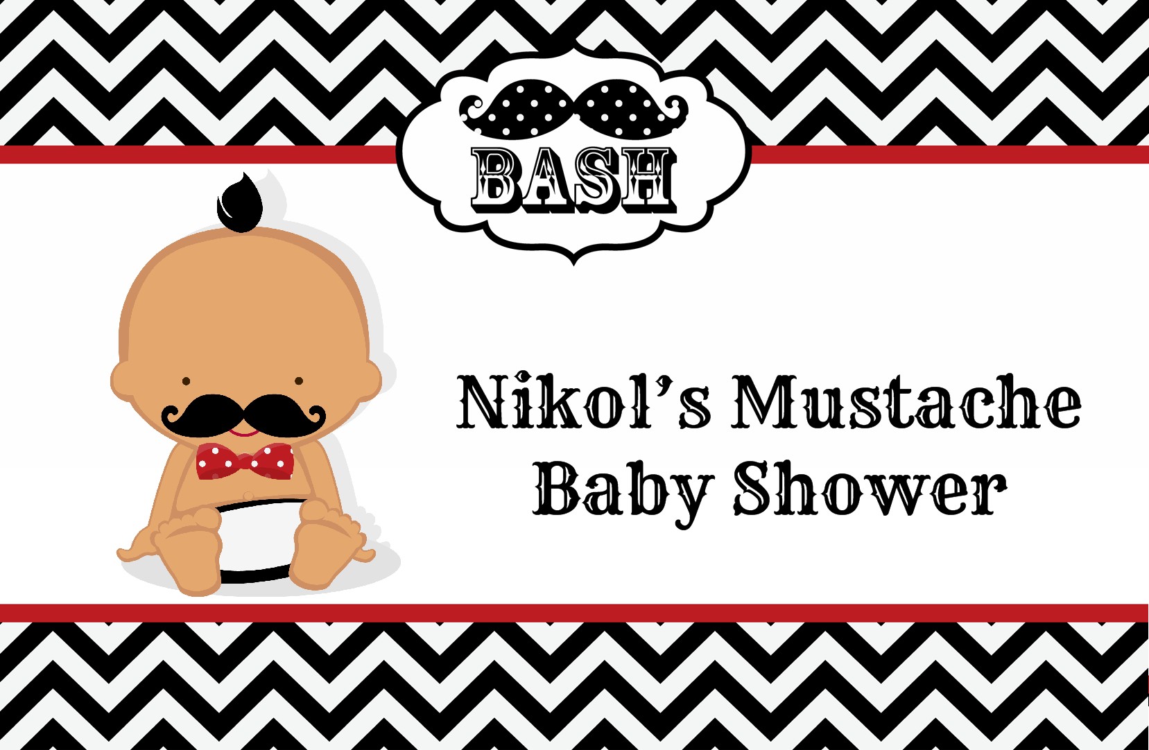  Little Man Mustache Black/Grey - Personalized Baby Shower Placemats Caucasian