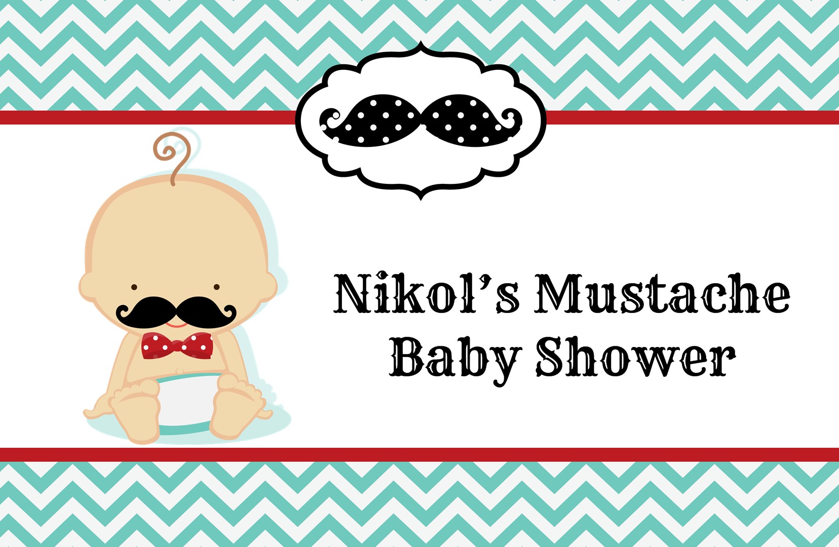  Little Man Mustache - Personalized Baby Shower Placemats Caucasian