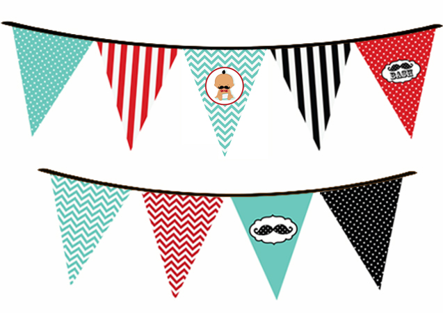  Little Man Mustache - Baby Shower Themed Pennant Set Caucasian