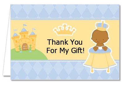 Little Prince African American - Baby Shower Thank You Cards