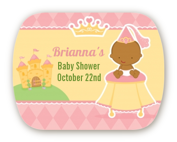 Little Princess African American - Personalized Baby Shower Rounded Corner Stickers