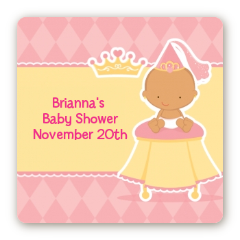 Little Princess Hispanic - Square Personalized Baby Shower Sticker Labels