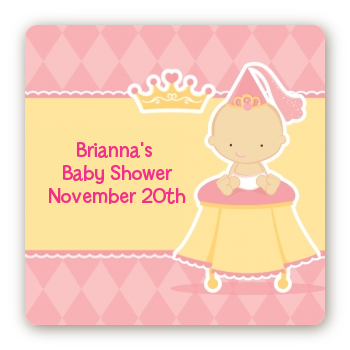 Little Princess - Square Personalized Baby Shower Sticker Labels