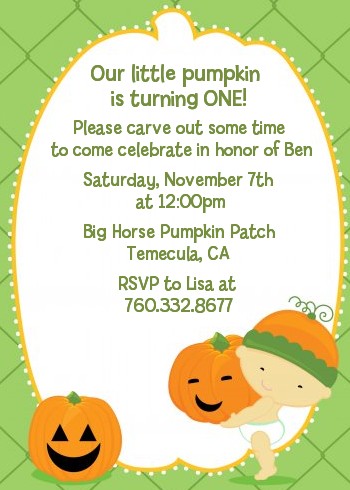 Little Pumpkin Asian - Birthday Party Invitations