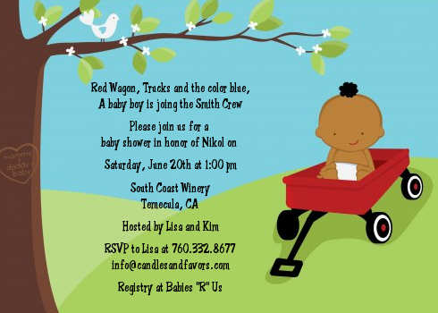  Little Red Wagon - Baby Shower Invitations African American