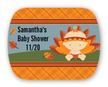 Little Turkey Girl - Personalized Baby Shower Rounded Corner Stickers