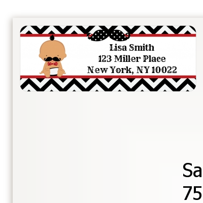  Little Man Mustache Black/Grey - Baby Shower Return Address Labels Caucasian