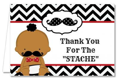  Little Man Mustache Black/Grey - Baby Shower Thank You Cards Caucasian