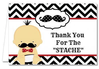  Little Man Mustache Black/Grey - Baby Shower Thank You Cards Caucasian