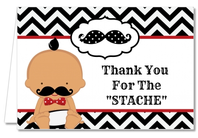  Little Man Mustache Black/Grey - Baby Shower Thank You Cards Caucasian