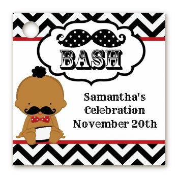  Little Man Mustache Black/Grey - Personalized Baby Shower Card Stock Favor Tags Caucasian