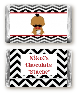  Little Man Mustache Black/Grey - Personalized Baby Shower Mini Candy Bar Wrappers 