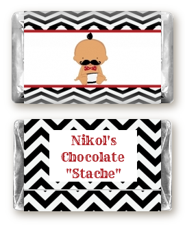  Little Man Mustache Black/Grey - Personalized Baby Shower Mini Candy Bar Wrappers 