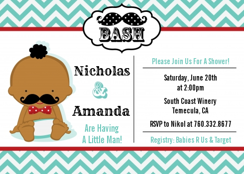  Little Man Mustache - Baby Shower Invitations Caucasian