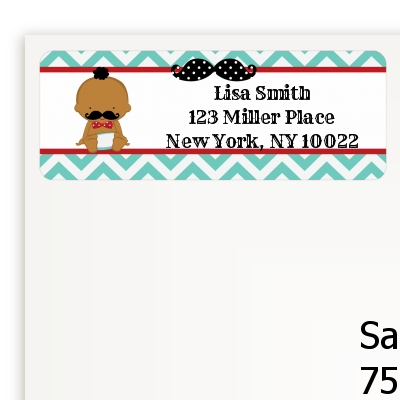  Little Man Mustache - Baby Shower Return Address Labels Caucasian